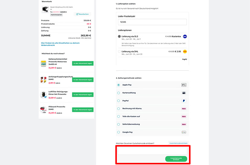 24MX Gutschein einlösen