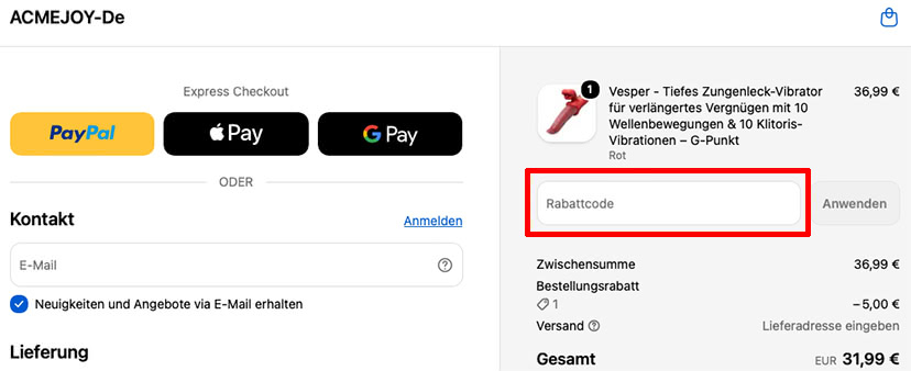 ACMEJOY Gutschein einlösen ACMEJOY Gutschein einlösen