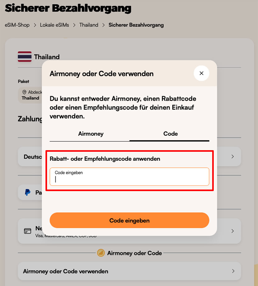 airalo Gutschein einlösen