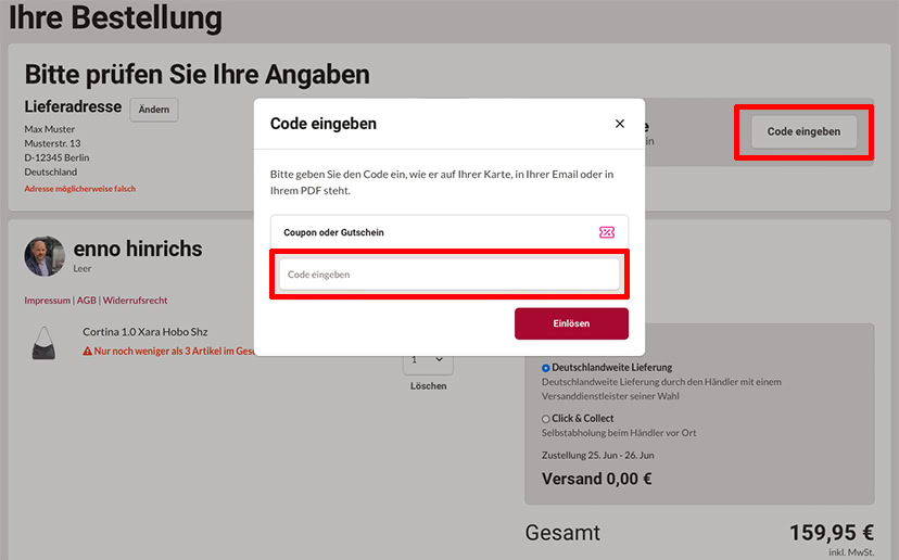 Bagmondo Gutschein einlösen