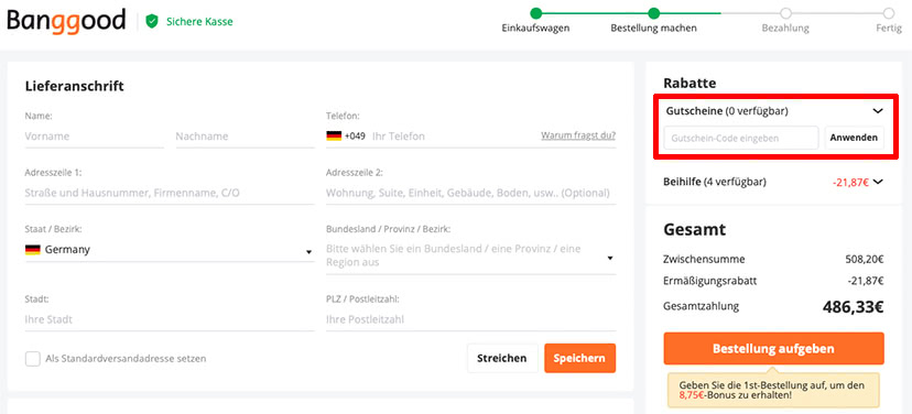 Banggood Gutschein einlösen Banggood Gutschein einlösen
