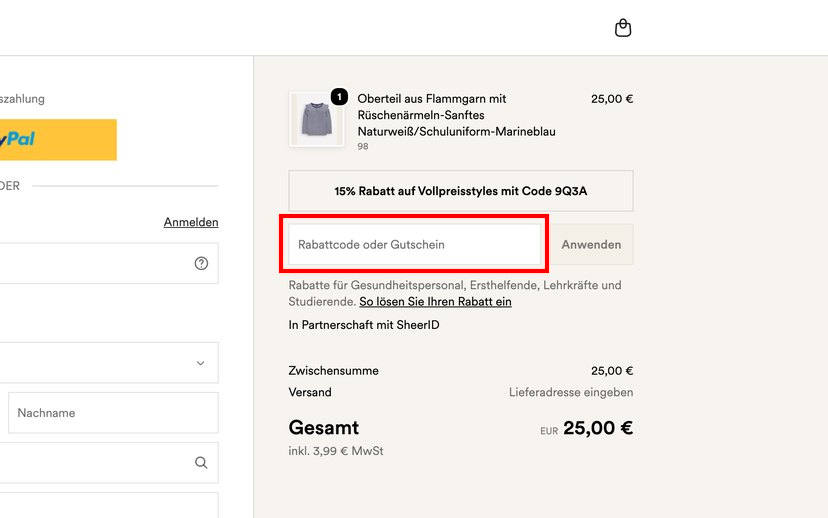 Boden Rabattcode einlösen