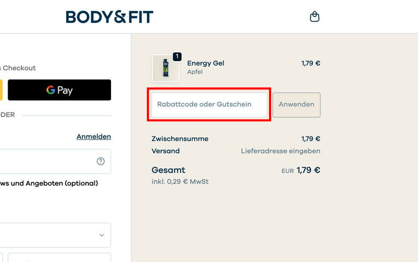 body & fit Gutschein einlösen body & fit Gutschein einlösen