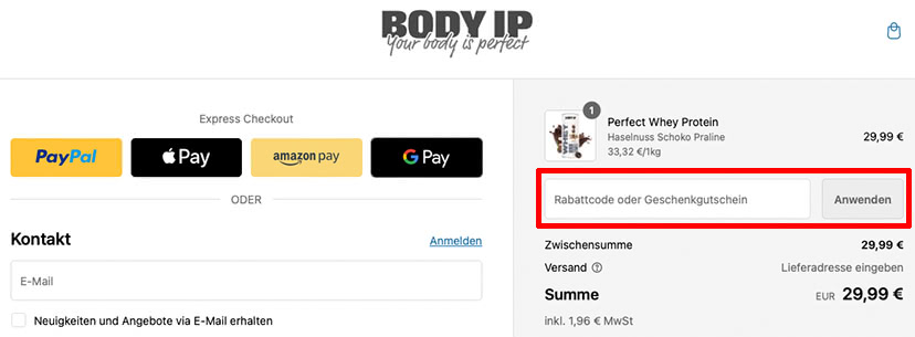 Wo löse ich den Body IP Rabattcode ein Wo löse ich den Body IP Rabattcode ein