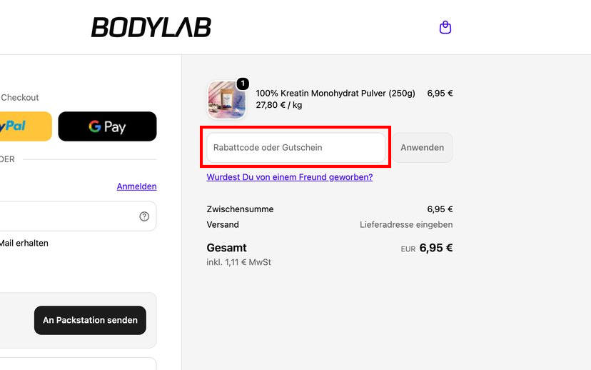 Bodylab24 Rabattcode einlösen