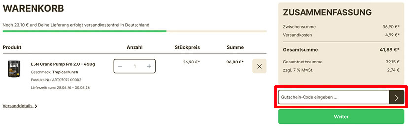 Bodystriker Gutschein einlösen