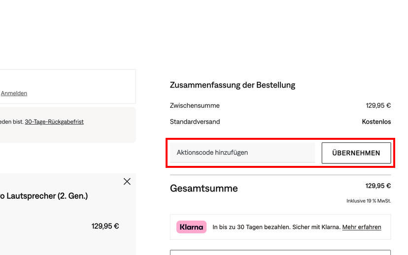 BOSE Gutscheincode einlösen