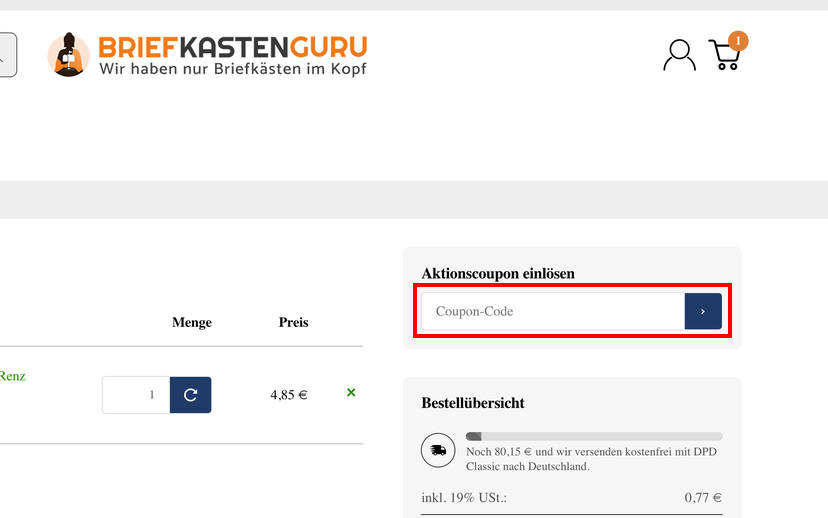 Briefkastenguru Gutschein einlösen Briefkastenguru Gutschein einlösen