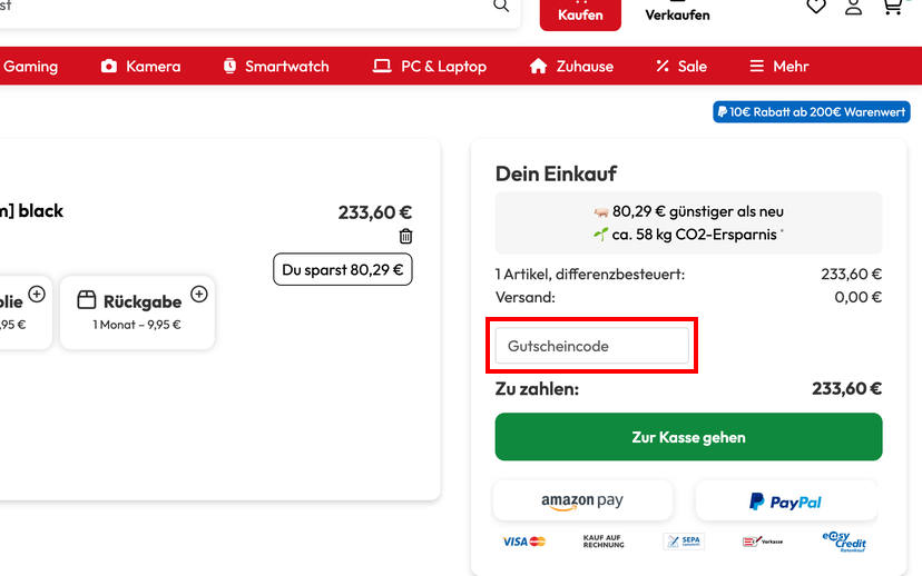 buyZOXS Gutschein einlösen