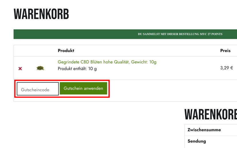 CBD Blume Gutscheincode einlösen