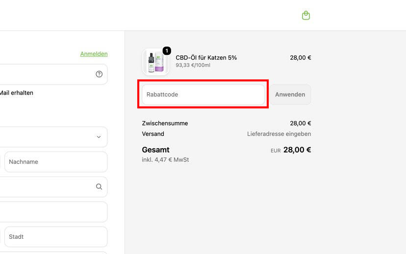 CBD's Finest Gutschein einlösen
