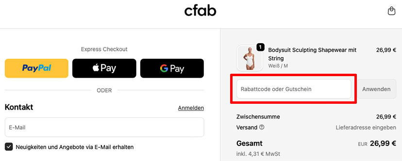 cfab by creamy fabrics Rabattcode einlösen