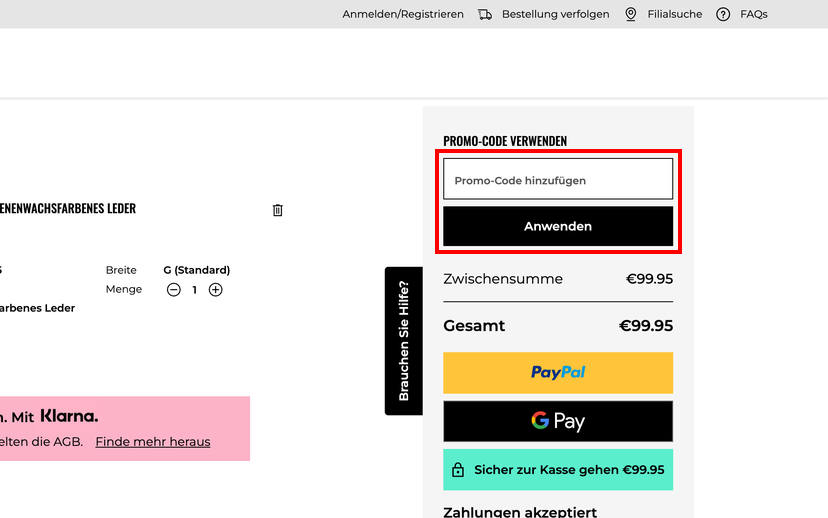 Clarks Rabattcode einlösen