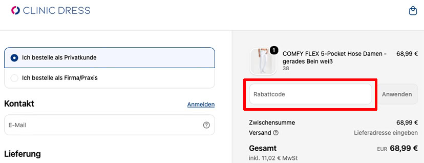 Clinic Dress Rabattcode einlösen Clinic Dress Rabattcode einlösen