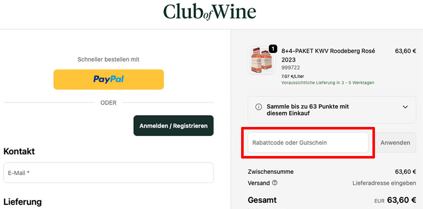 Club of Wine Rabattcode einlösen