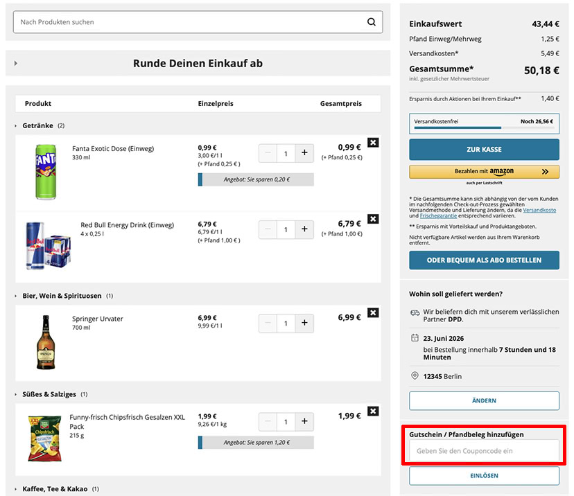 Combi Gutschein einlösen Combi Gutschein einlösen