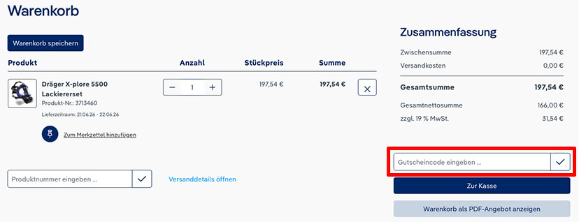 Dräger Gutschein einlösen