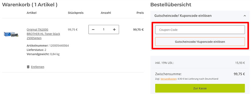 Druckerpatronenexpress Gutschein einlösen Druckerpatronenexpress Gutschein einlösen