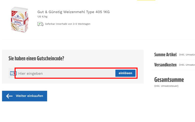 Edeka24 Gutscheincode einlösen
