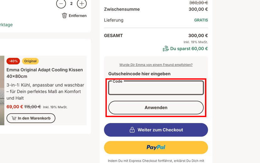 Emma Matratze Rabattcode einlösen Emma Matratze Rabattcode einlösen