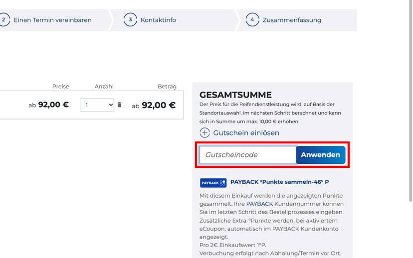EUROMASTER Gutschein einlösen