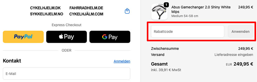 Fahrradhelm.de Gutschein einlösen Fahrradhelm.de Gutschein einlösen