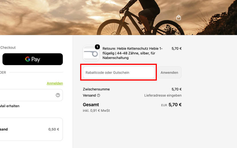 Fahrradteile Shop Rabattcode einlösen Fahrradteile Shop Rabattcode einlösen