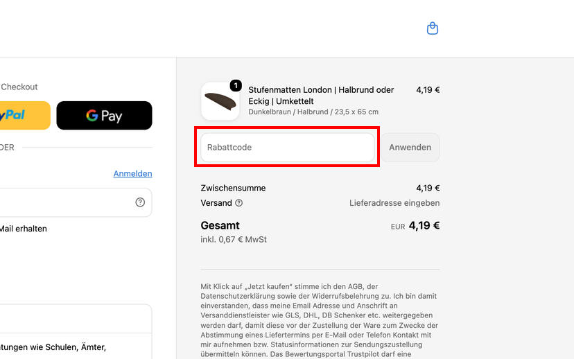 Floordirekt Rabattcode einlösen