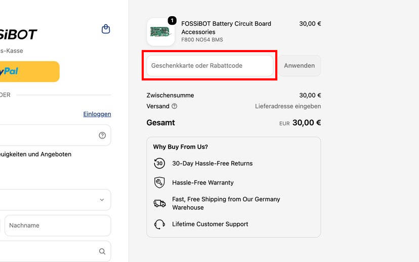 Fossibot Gutschein einlösen Fossibot Gutschein einlösen