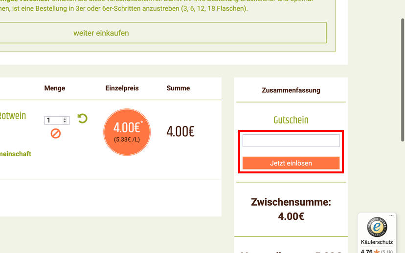 Frankenweinliebhaber Gutschein einlösen