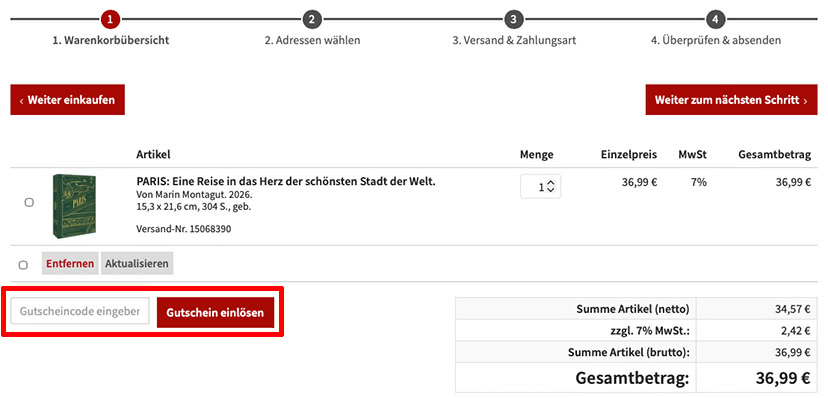 Frölich & Kaufmann Gutschein einlösen