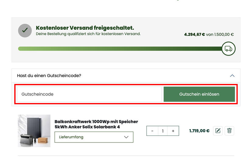 Green Solar Gutschein einlösen Green Solar Gutschein einlösen