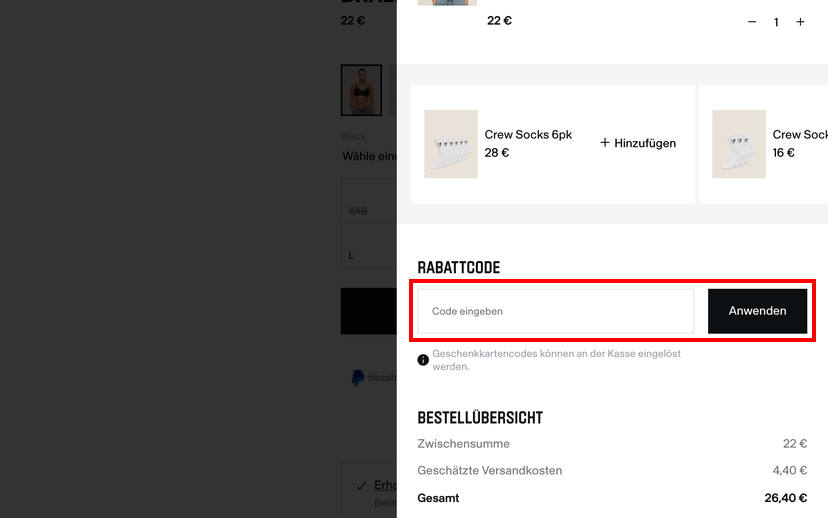 GYMSHARK Gutscheincode einlösen GYMSHARK Gutscheincode einlösen