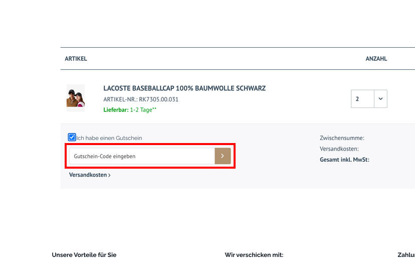 Hemden.de Gutschein einlösen
