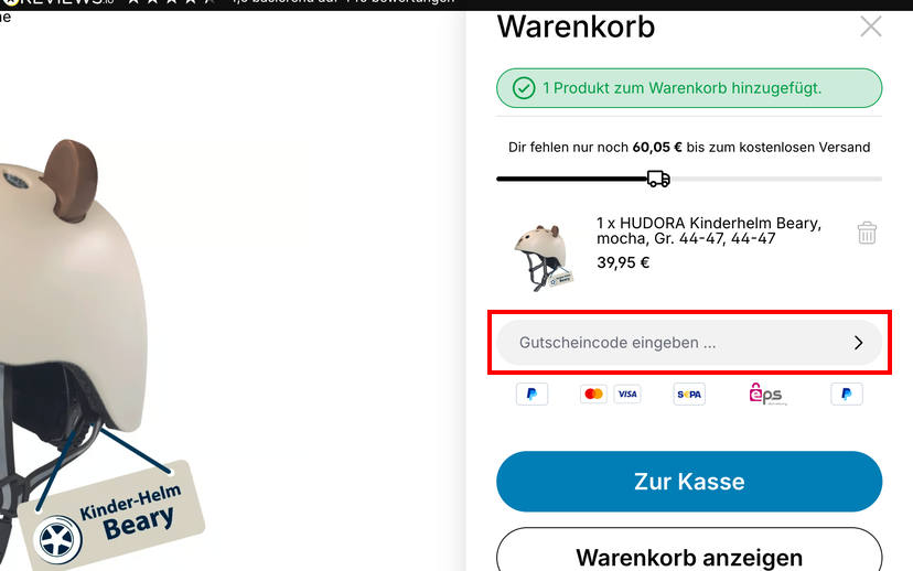 HUDORA Gutscheincode einlösen