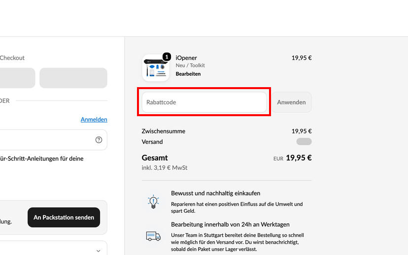 iFixit Rabattcode einlösen