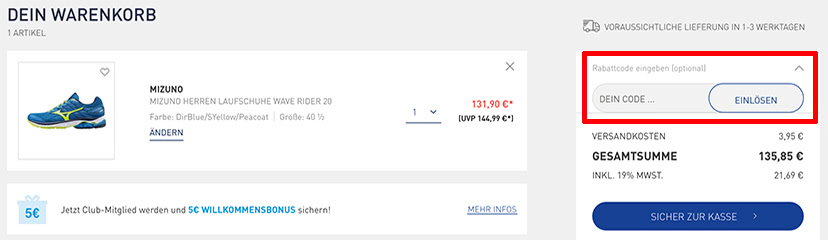Intersport Gutschein einlösen