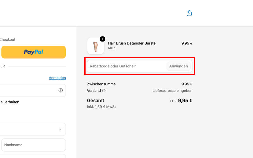 KÖsmetik Gutscheincode einlösen