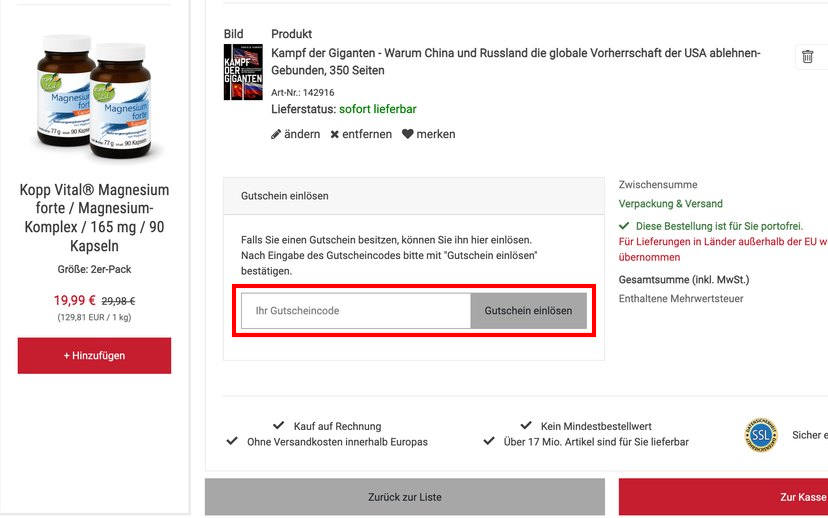 Kopp Verlag Gutschein einlösen