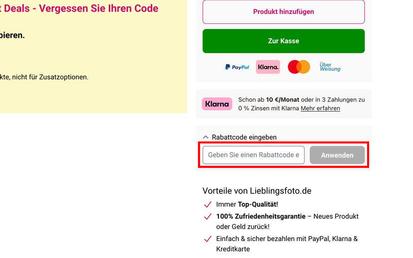 Lieblingsfoto Rabattcode einlösen Lieblingsfoto Rabattcode einlösen
