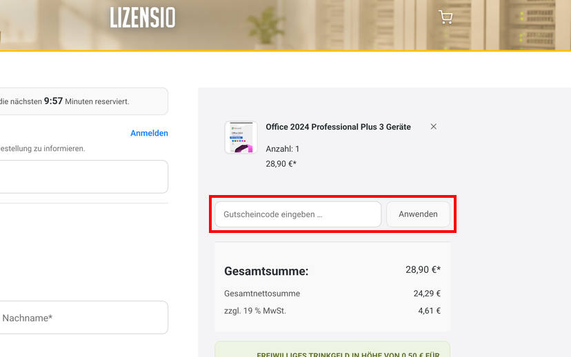 Lizensio Gutschein einlösen Lizensio Gutschein einlösen