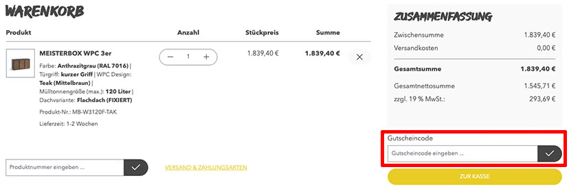 MEISTERBOX Gutschein einlösen MEISTERBOX Gutschein einlösen