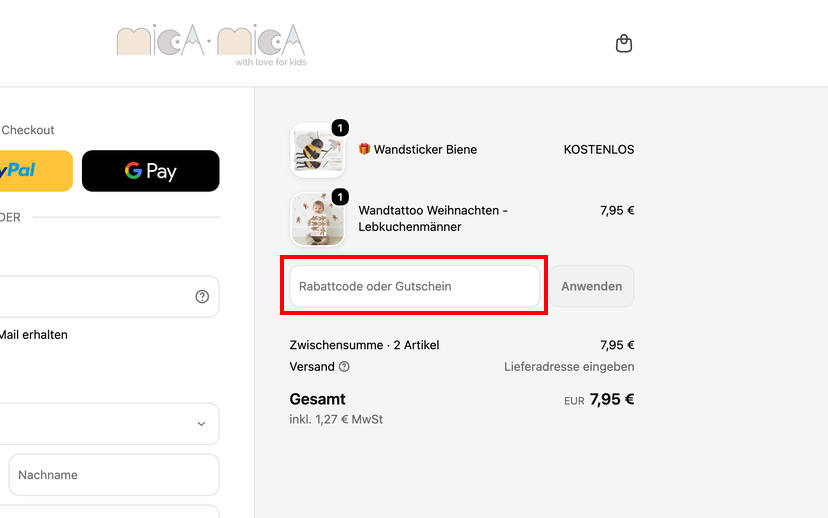 Mica-Mica Rabattcode einlösen Mica-Mica Rabattcode einlösen