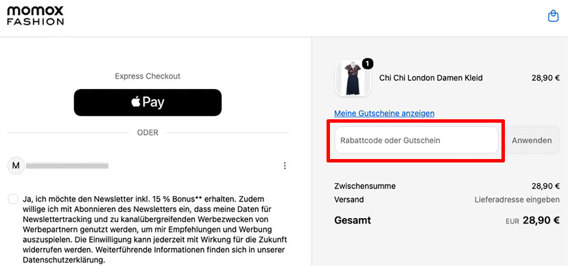 momox fashion Gutschein einlösen