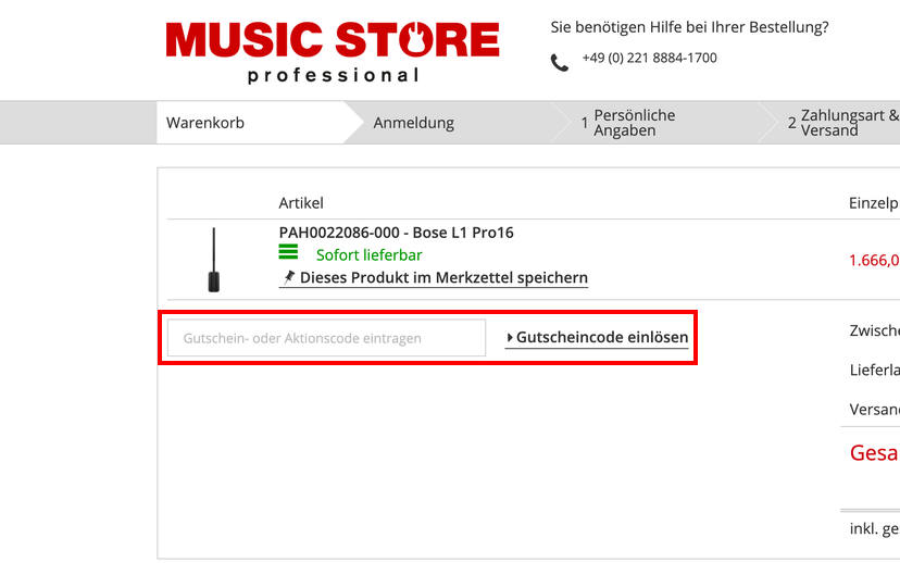 MUSIC STORE Gutschein einlösen MUSIC STORE Gutschein einlösen