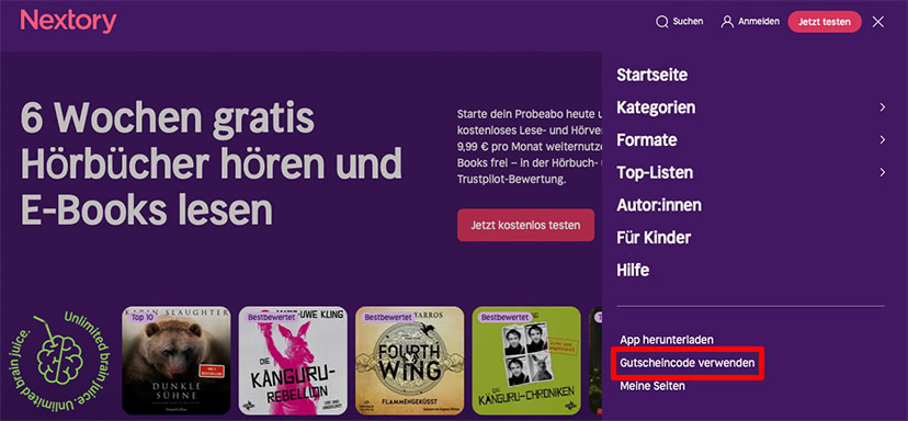 Nextory Gutschein einlösen Nextory Gutschein einlösen