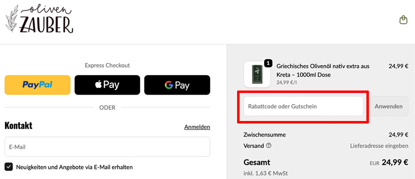 OlivenZauber Rabattcode einlösen OlivenZauber Rabattcode einlösen