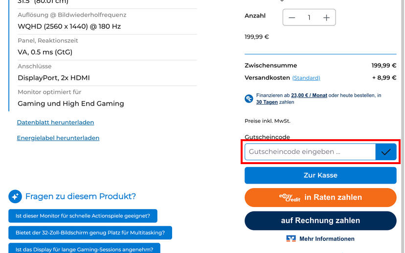 one.de Gutschein einlösen
