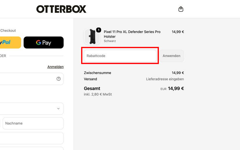 Otterbox Gutscheincode einlösen
