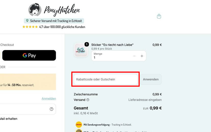 PonyHütchen Rabattcode einlösen PonyHütchen Rabattcode einlösen